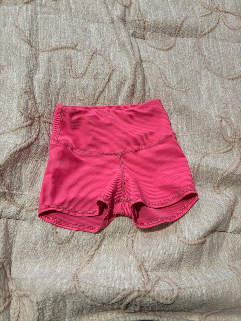 Kids Ribbed Hot Pink High-Rise Active Shorts Tiger Friday